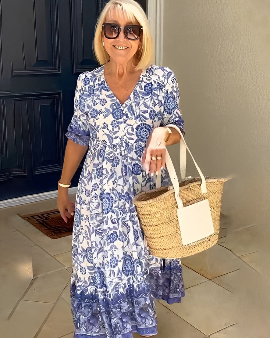 Keisha | Graceful V-Neck Floral Maxi Dress