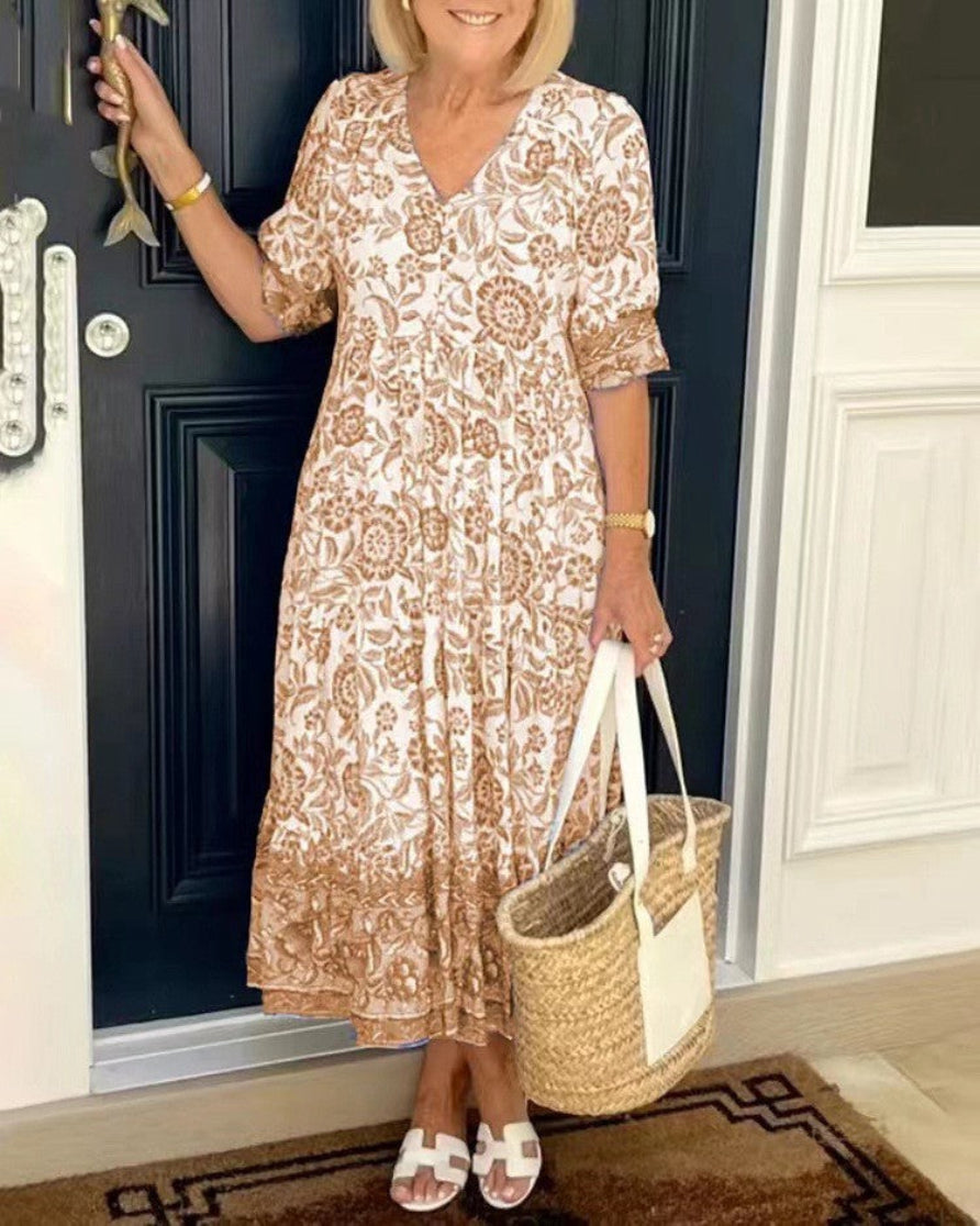 Keisha | Graceful V-Neck Floral Maxi Dress