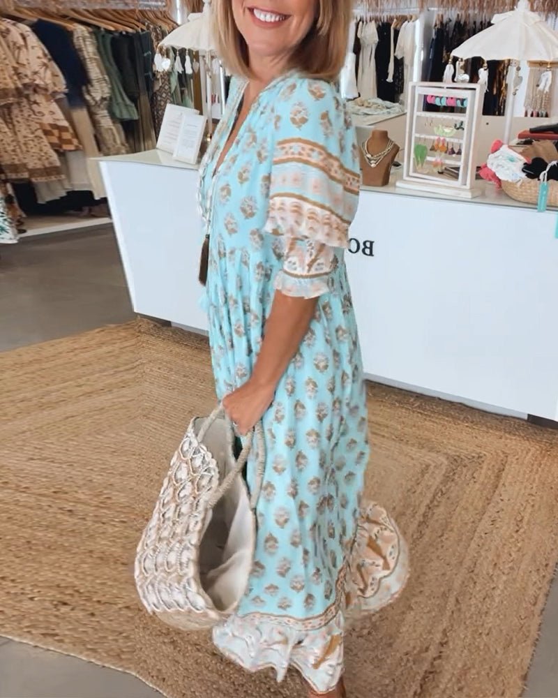 Mana | Chic Floral V-Neck Maxi Dress