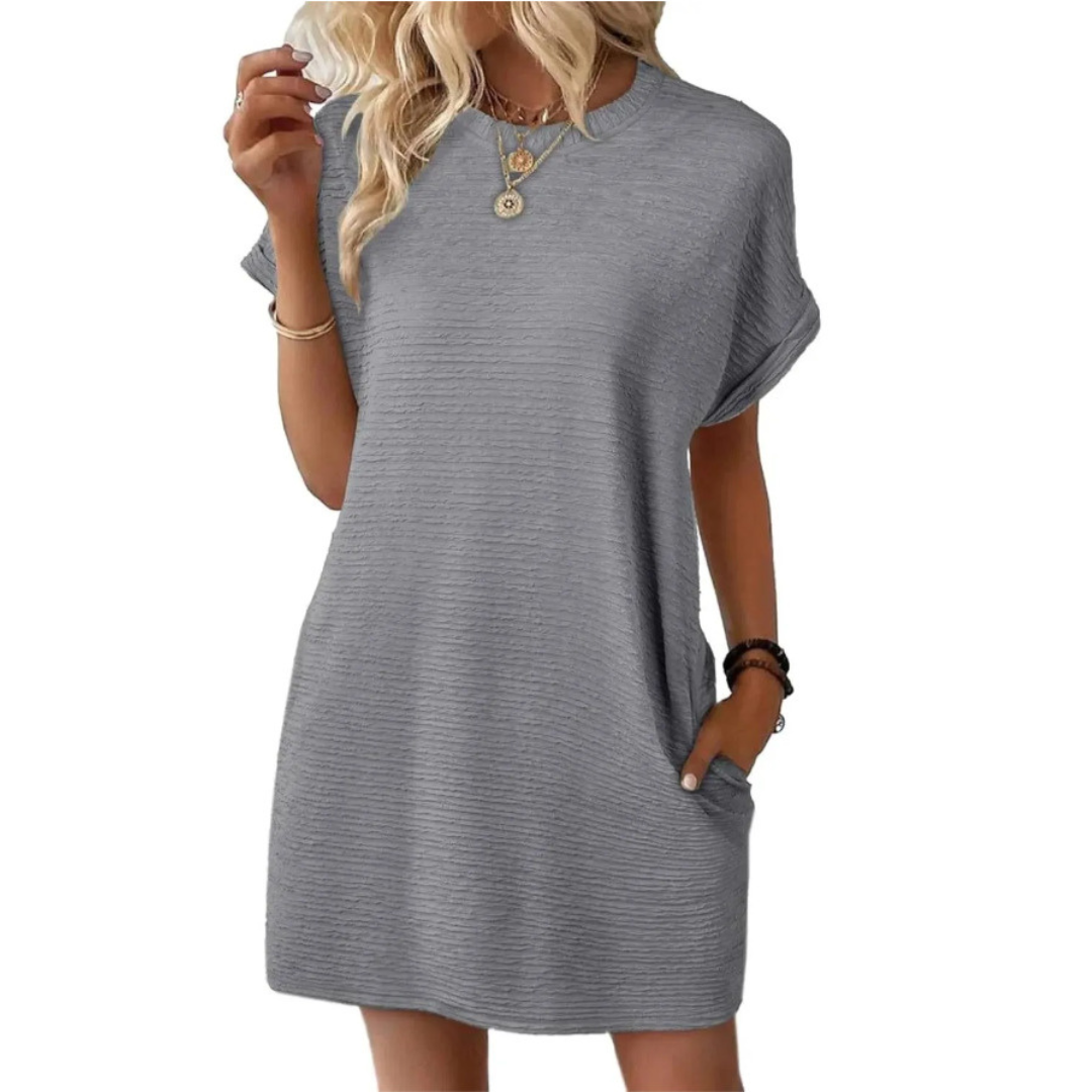 EVASHA™ | Casual Minimalist Round Neck Summer Mini Dress