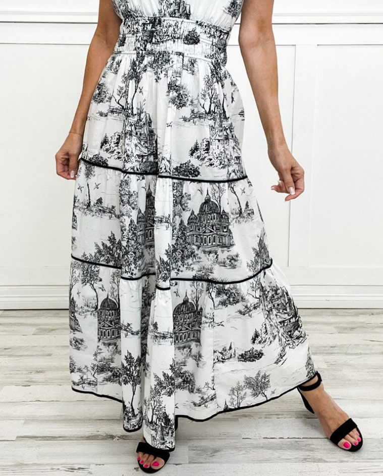 Eliza | Classic Toile Maxi Dress