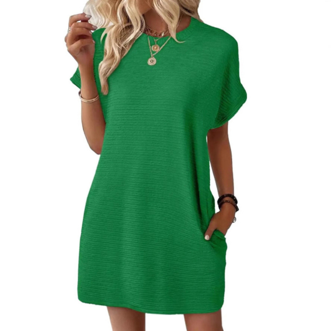 EVASHA™ | Casual Minimalist Round Neck Summer Mini Dress