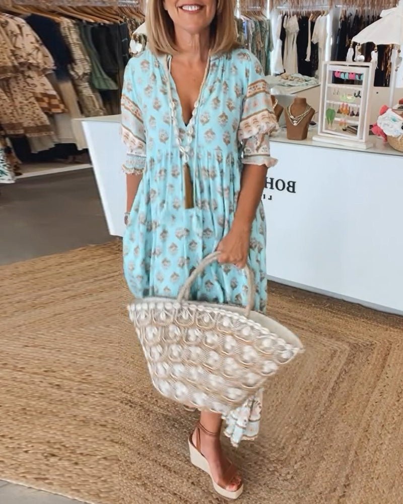 Mana | Chic Floral V-Neck Maxi Dress