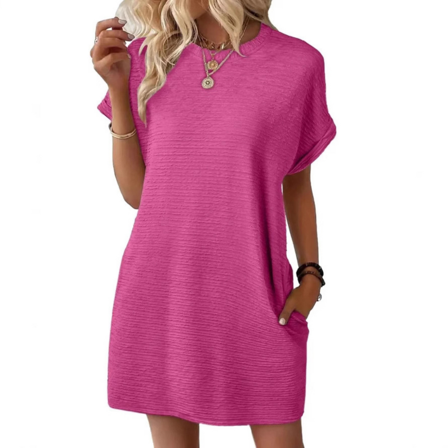 EVASHA™ | Casual Minimalist Round Neck Summer Mini Dress