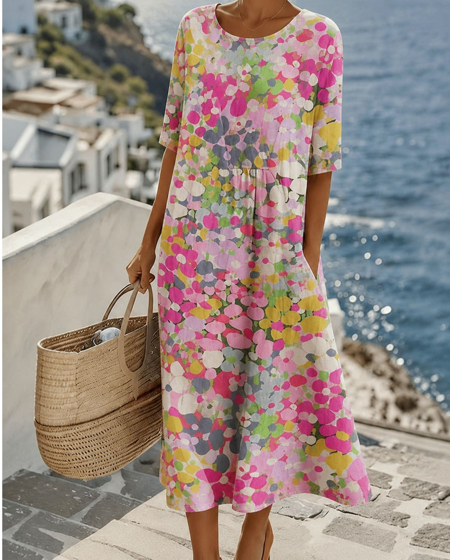 Chérie | Midi dress with flowers, wide and light