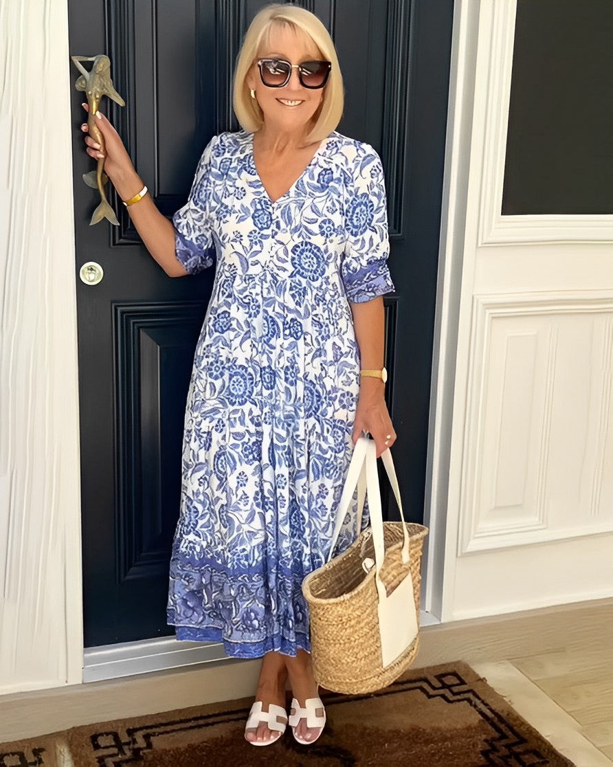 Keisha | Graceful V-Neck Floral Maxi Dress