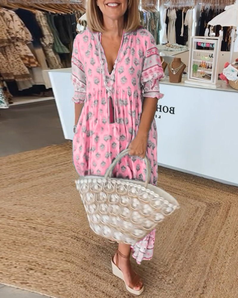 Mana | Chic Floral V-Neck Maxi Dress