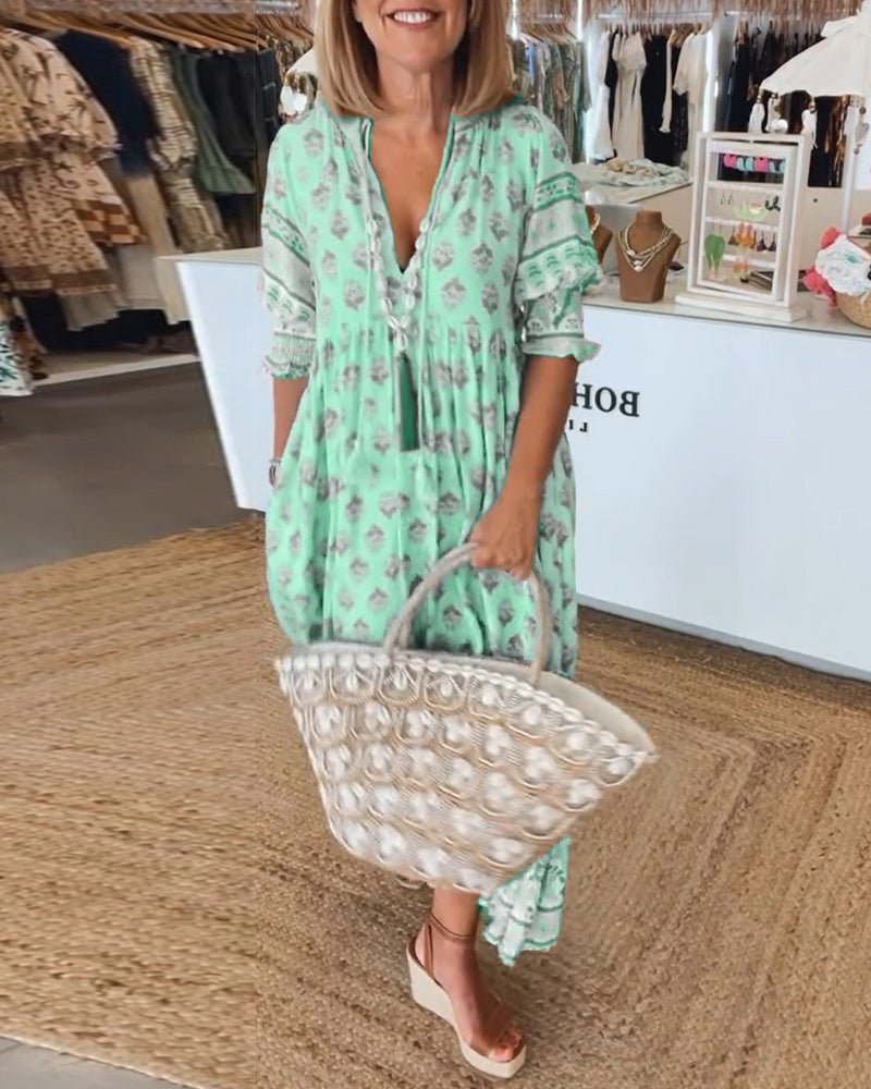Mana | Chic Floral V-Neck Maxi Dress