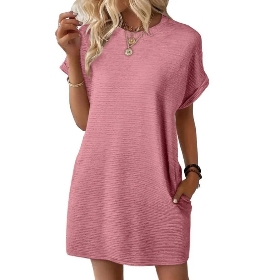 EVASHA™ | Casual Minimalist Round Neck Summer Mini Dress
