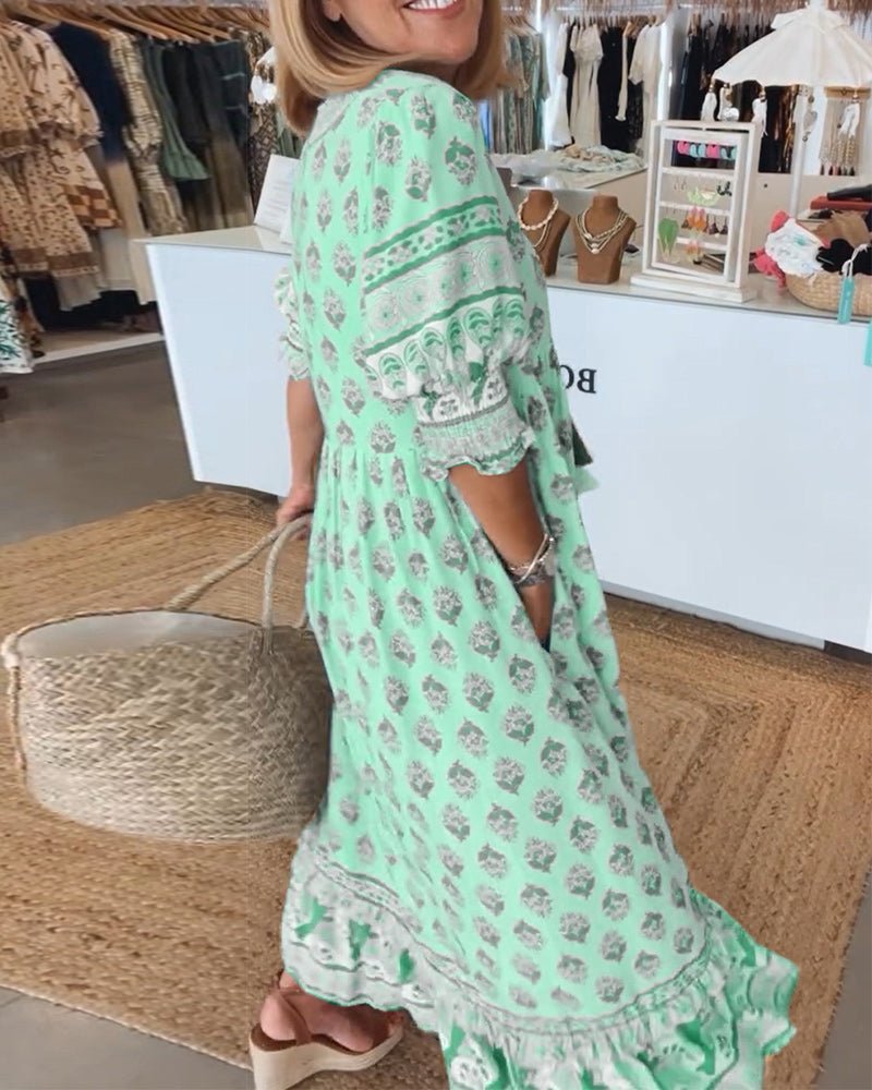 Mana | Chic Floral V-Neck Maxi Dress