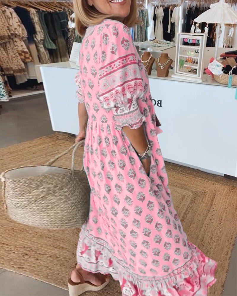 Mana | Chic Floral V-Neck Maxi Dress