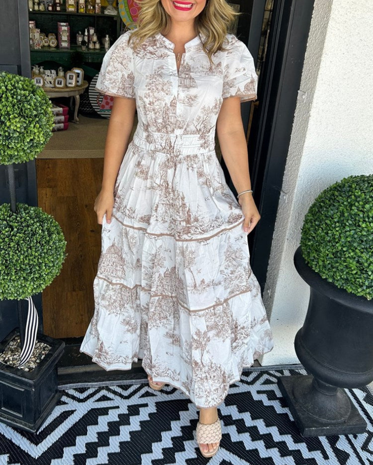 Eliza | Classic Toile Maxi Dress