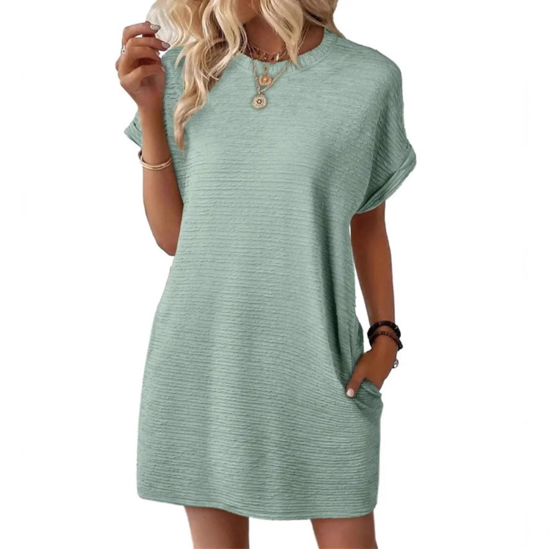 EVASHA™ | Casual Minimalist Round Neck Summer Mini Dress