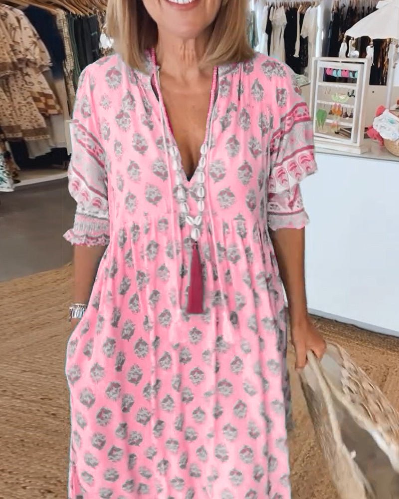 Mana | Chic Floral V-Neck Maxi Dress