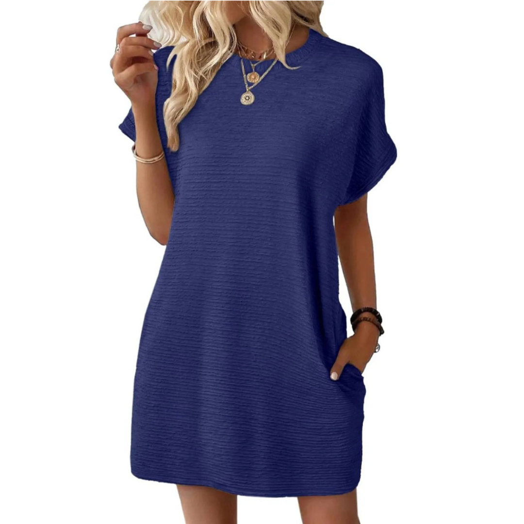 EVASHA™ | Casual Minimalist Round Neck Summer Mini Dress