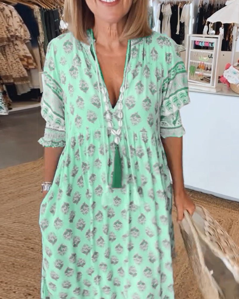 Mana | Chic Floral V-Neck Maxi Dress