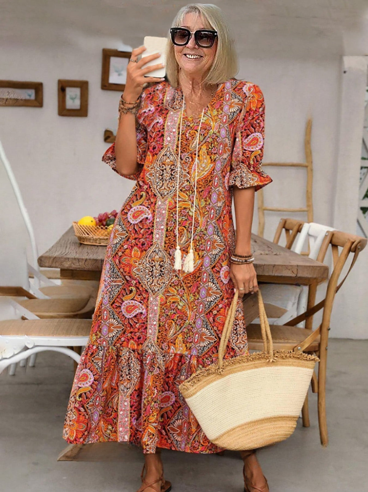 Gene | Boho Grace Midi Dress