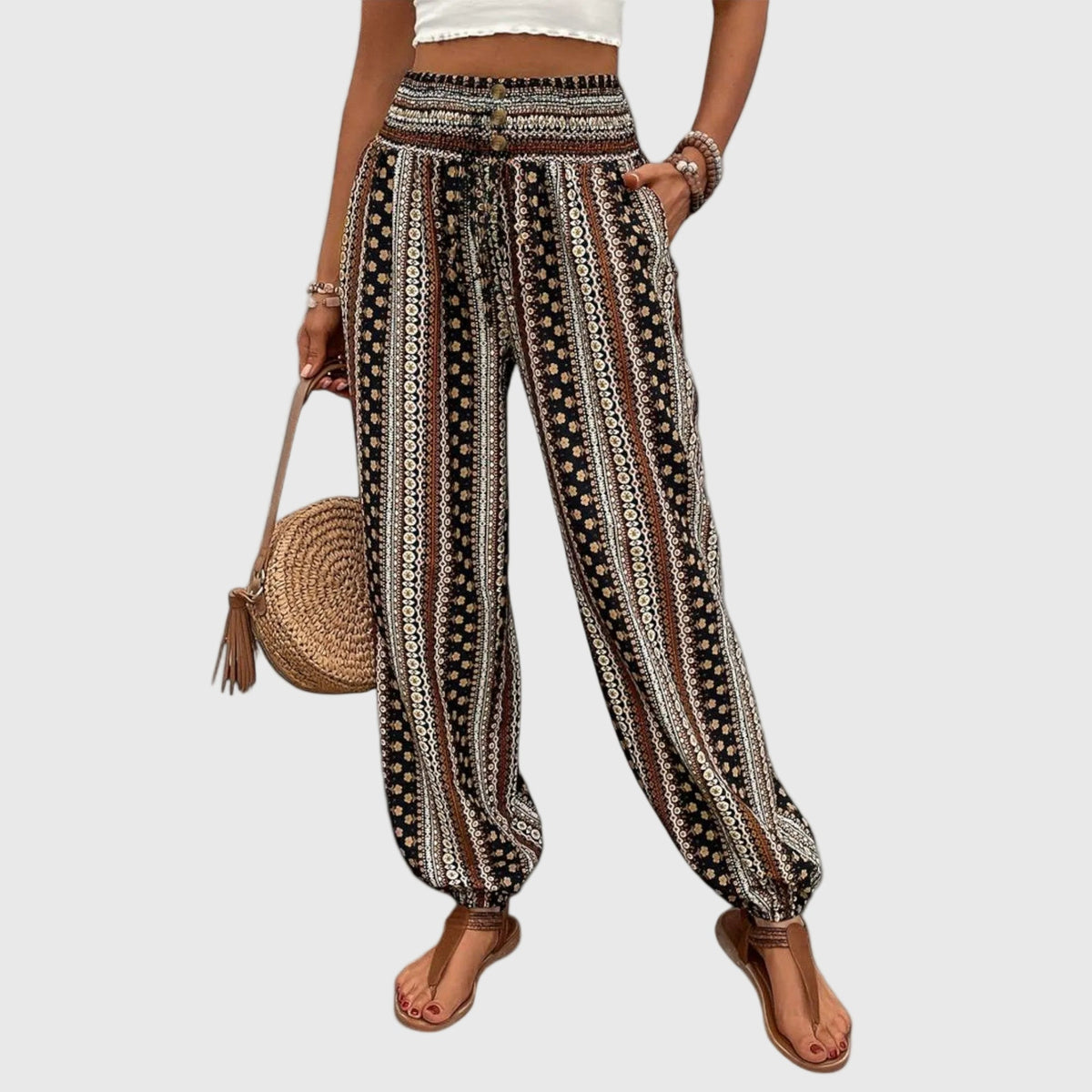Scarlett - Pants with Ethnic Graphic