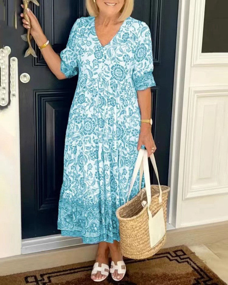 Keisha | Graceful V-Neck Floral Maxi Dress