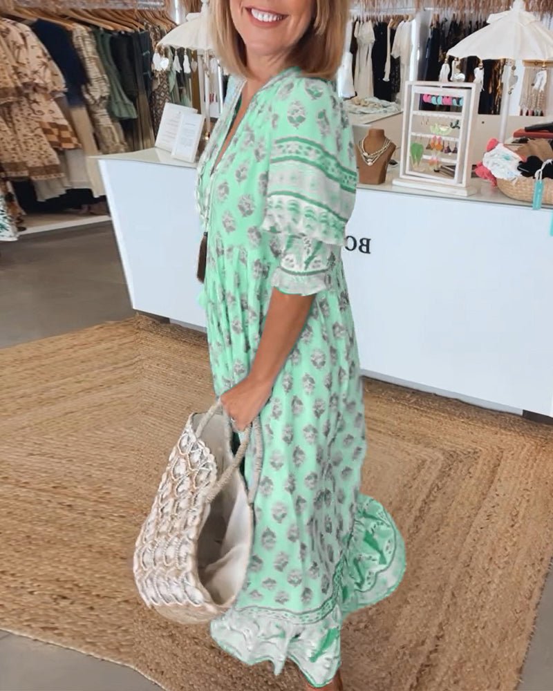 Mana | Chic Floral V-Neck Maxi Dress