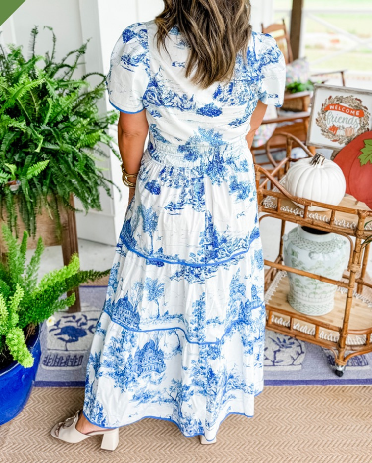 Eliza | Classic Toile Maxi Dress