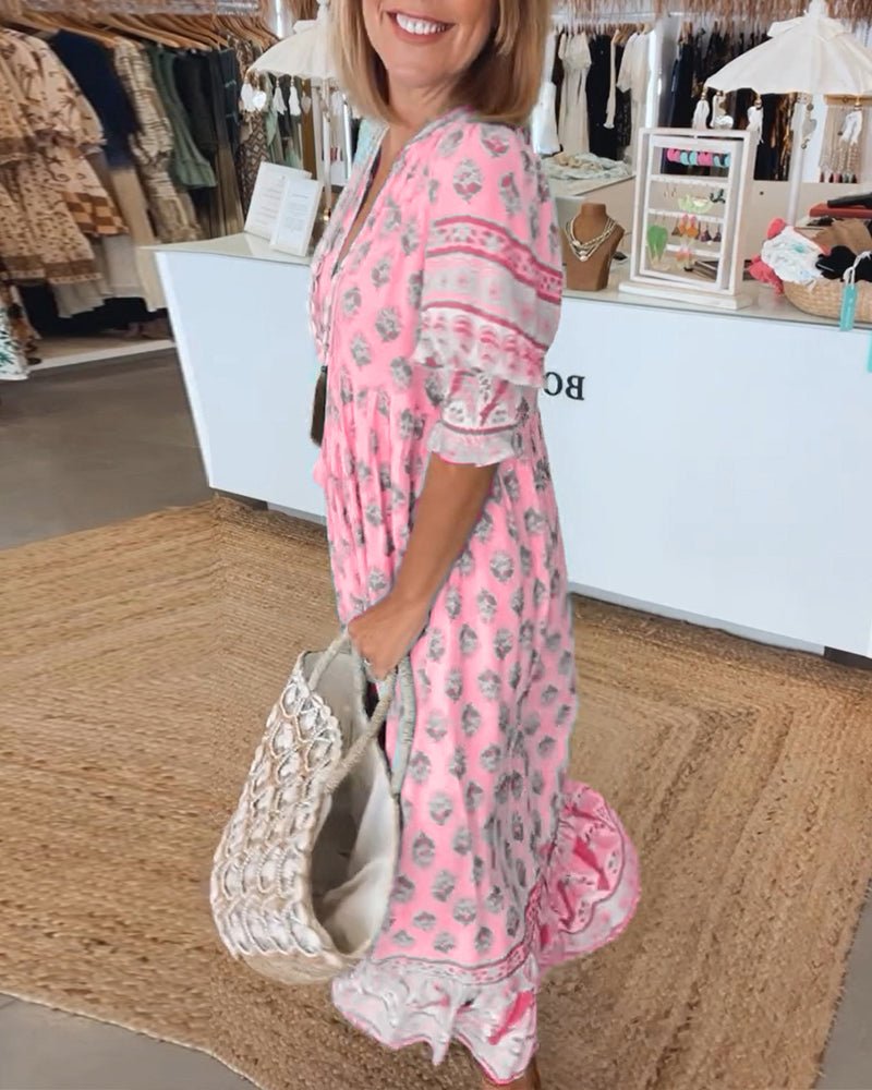 Mana | Chic Floral V-Neck Maxi Dress