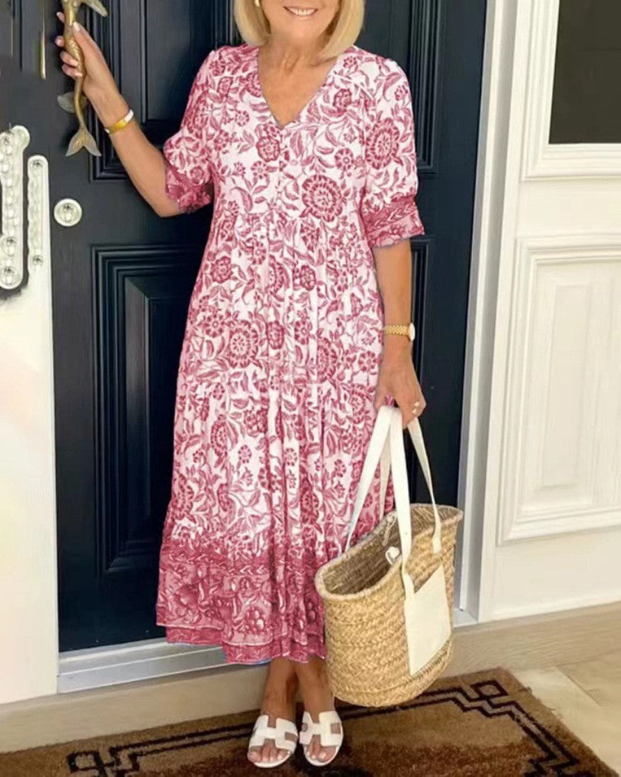 Keisha | Graceful V-Neck Floral Maxi Dress