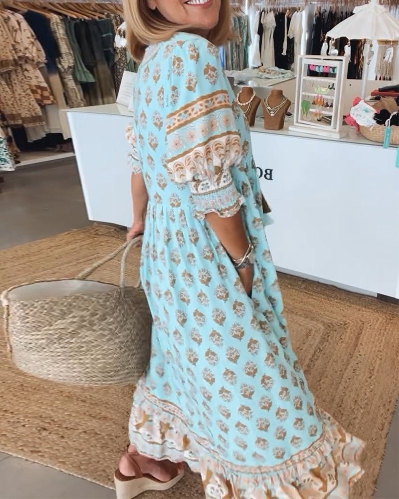 Mana | Chic Floral V-Neck Maxi Dress