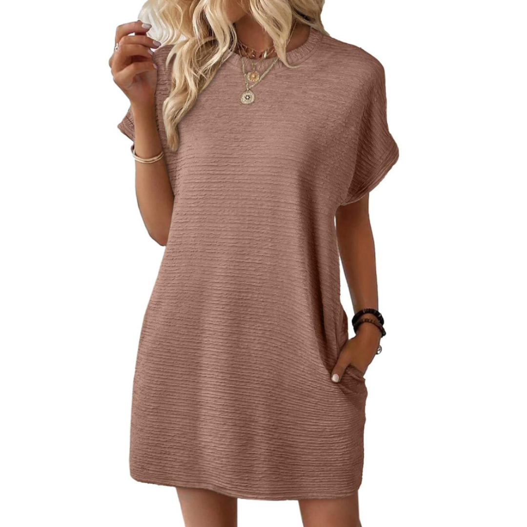 EVASHA™ | Casual Minimalist Round Neck Summer Mini Dress