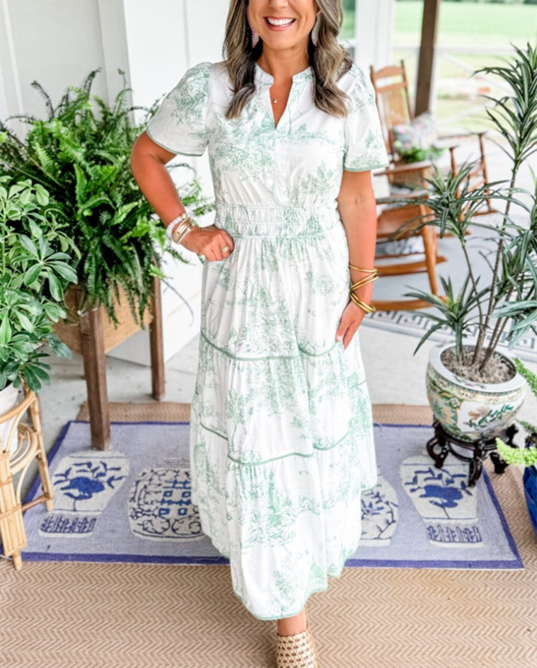 Eliza | Classic Toile Maxi Dress