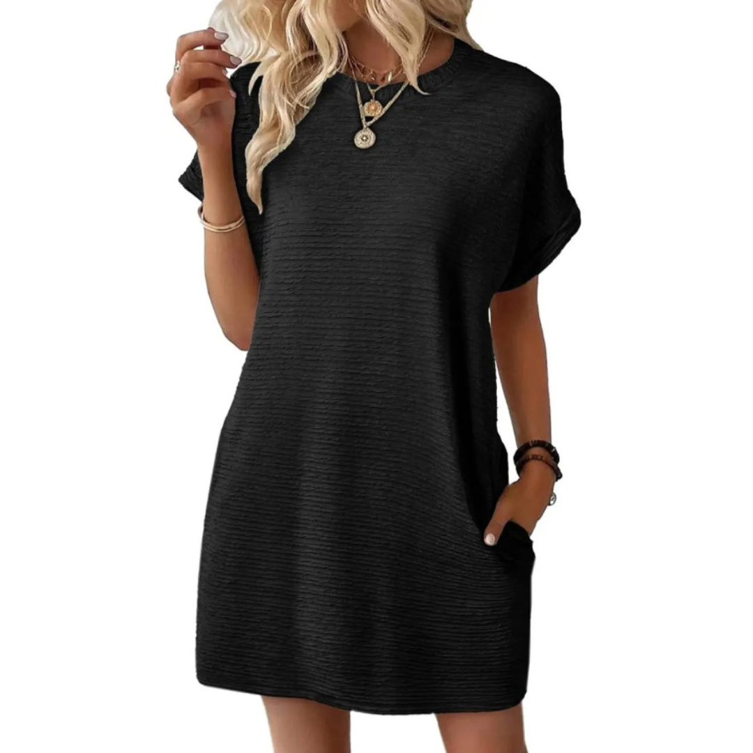 EVASHA™ | Casual Minimalist Round Neck Summer Mini Dress