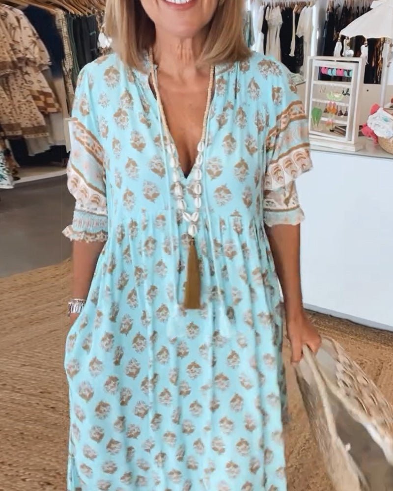 Mana | Chic Floral V-Neck Maxi Dress
