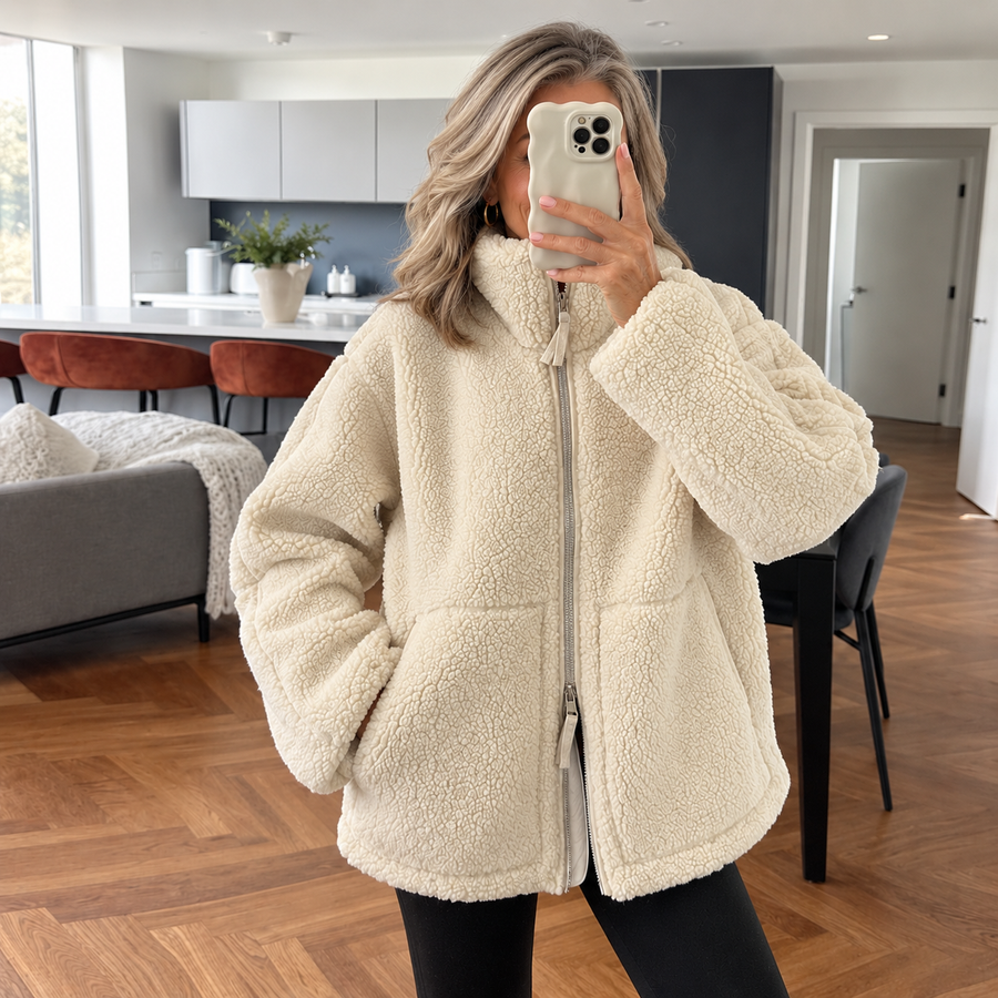 Silvana | Oversized Teddy Jacket with High Collar