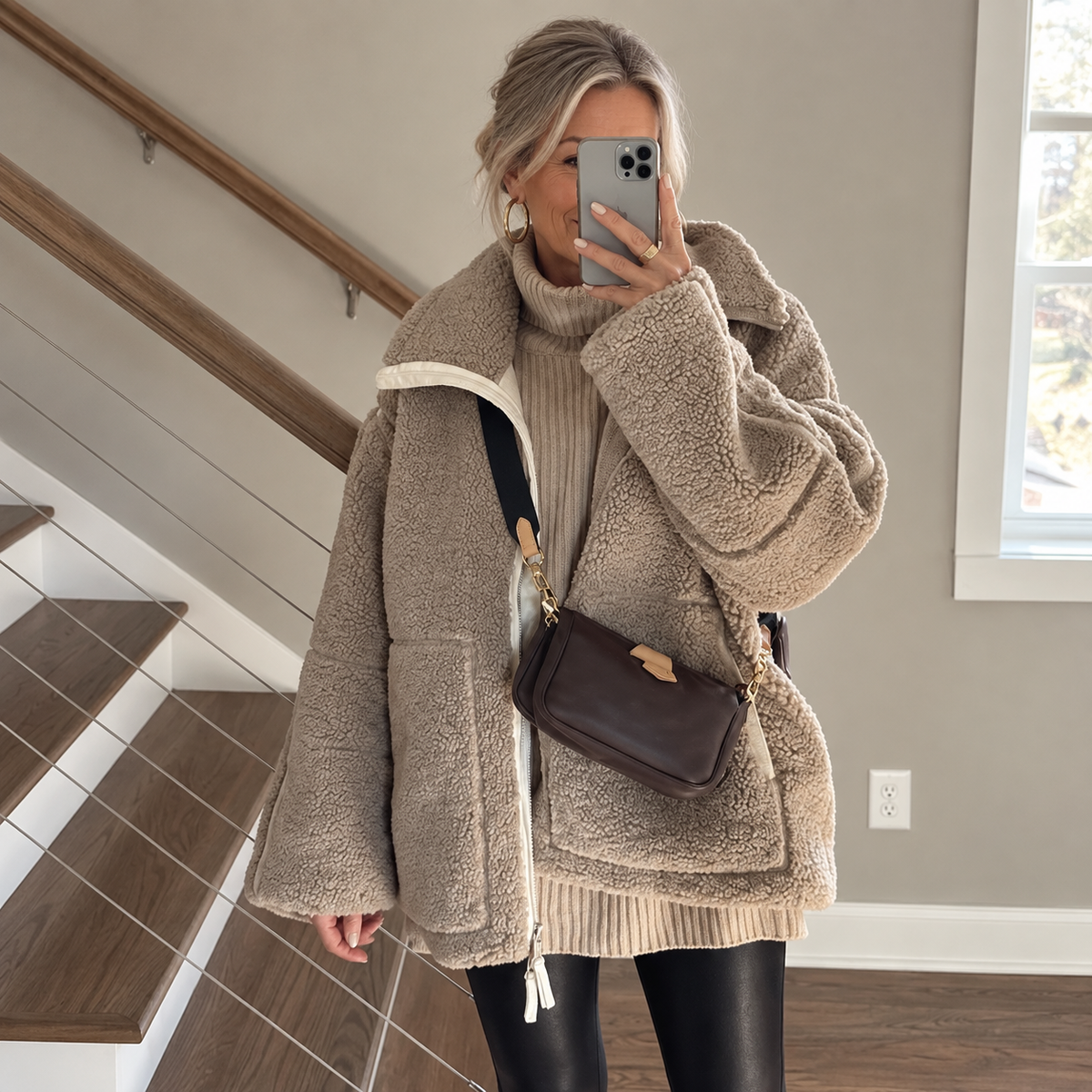 Silvana | Oversized Teddy Jacket with High Collar