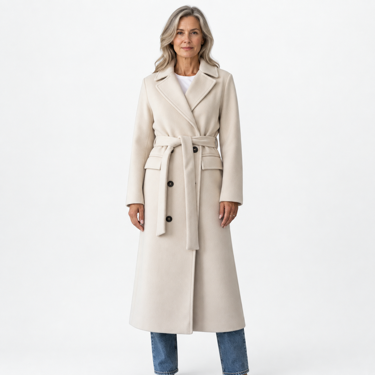 Women’s Long Belted Double-Breasted Coat