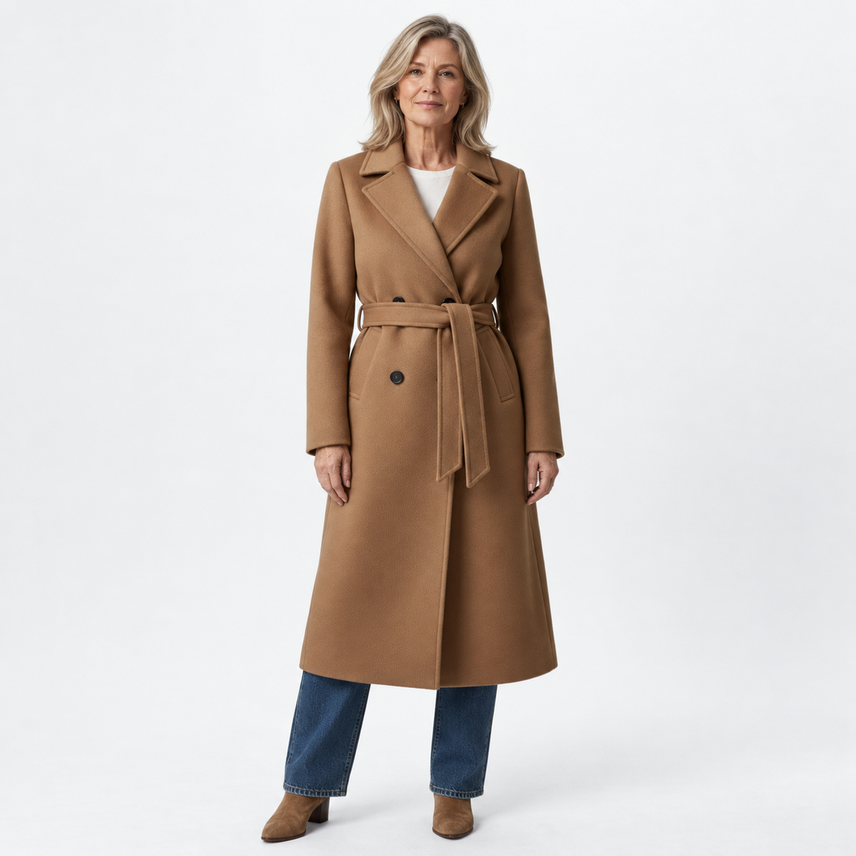 Women’s Long Belted Double-Breasted Coat
