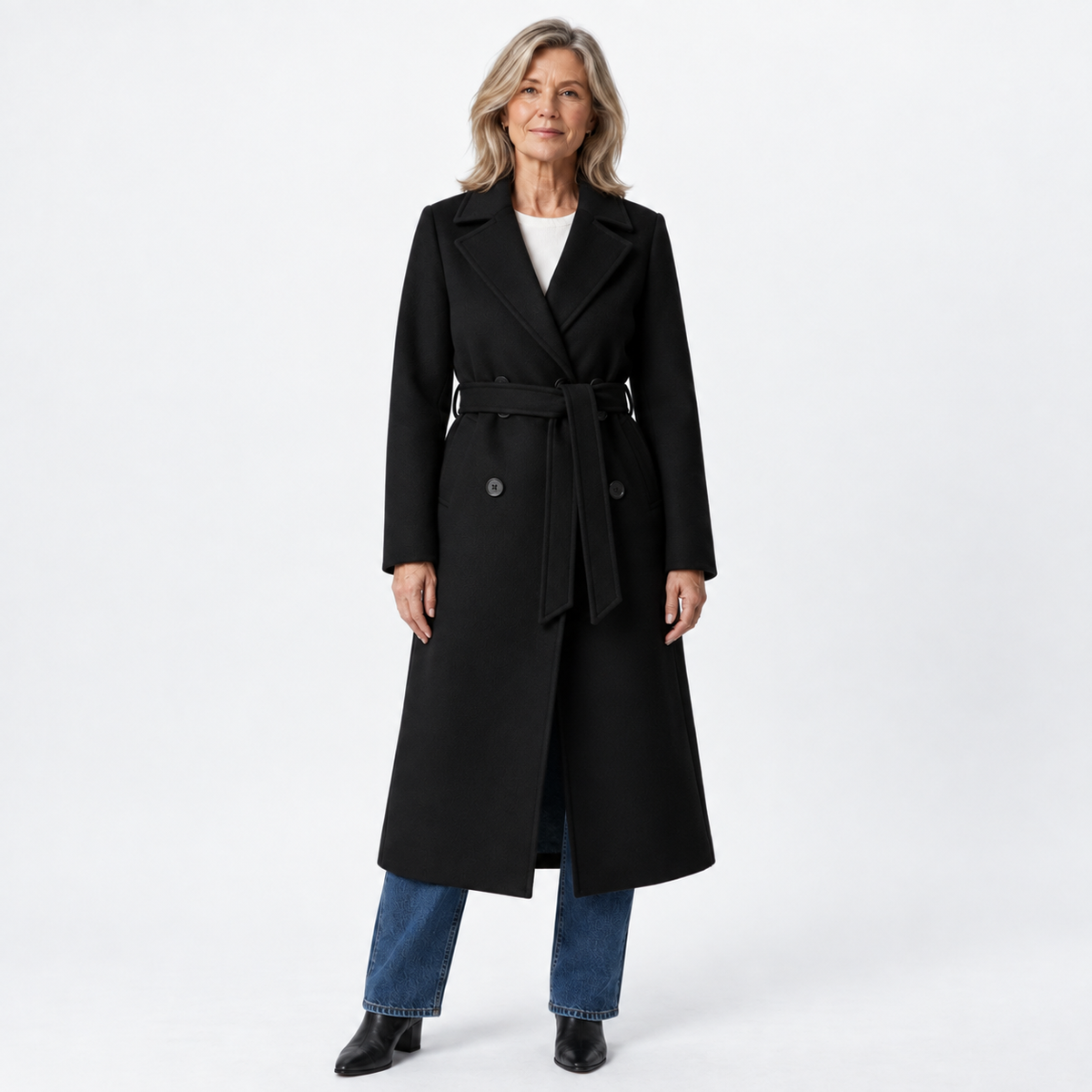 Women’s Long Belted Double-Breasted Coat