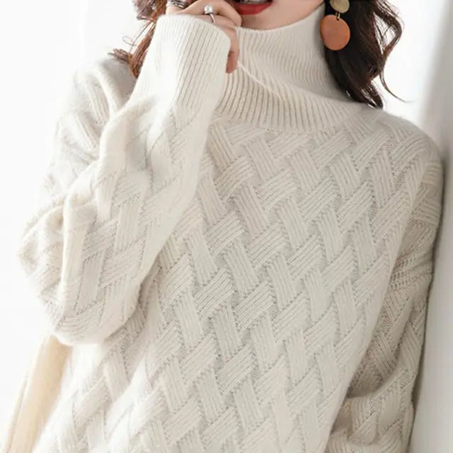 Women’s Oversized Textured Turtleneck Sweater
