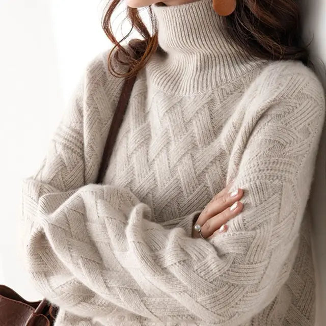 Women’s Oversized Textured Turtleneck Sweater