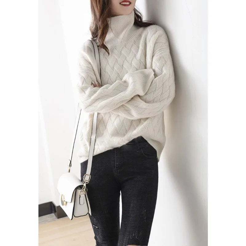 Women’s Oversized Textured Turtleneck Sweater
