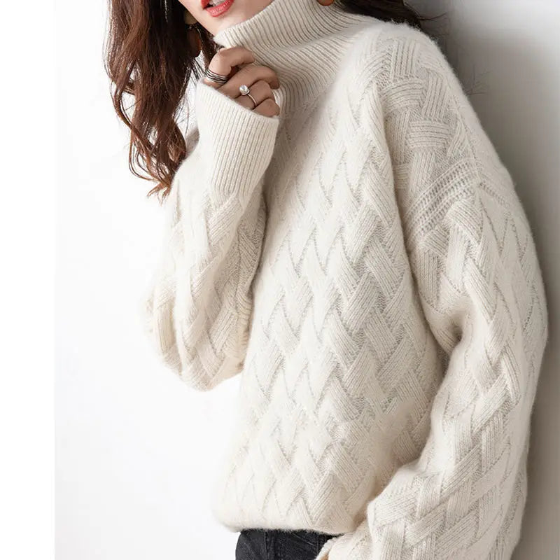 Women’s Oversized Textured Turtleneck Sweater