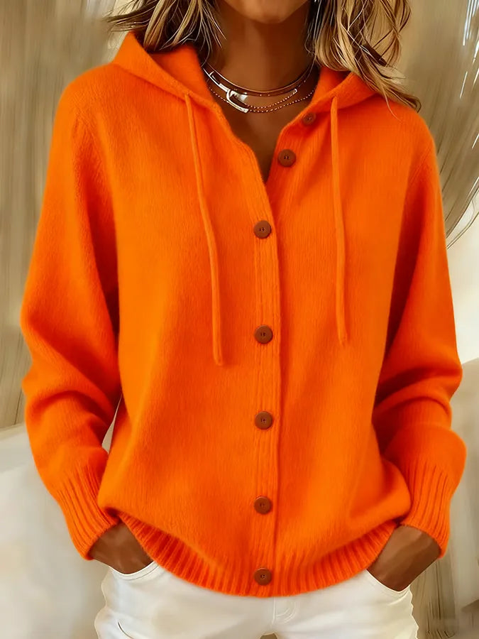 Amanda | Cozy Buttoned Hooded Cardigan
