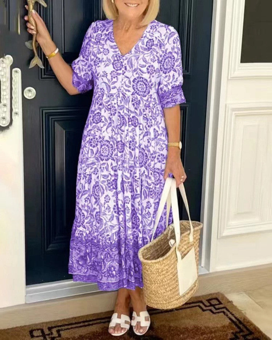 Keisha | Graceful V-Neck Floral Maxi Dress