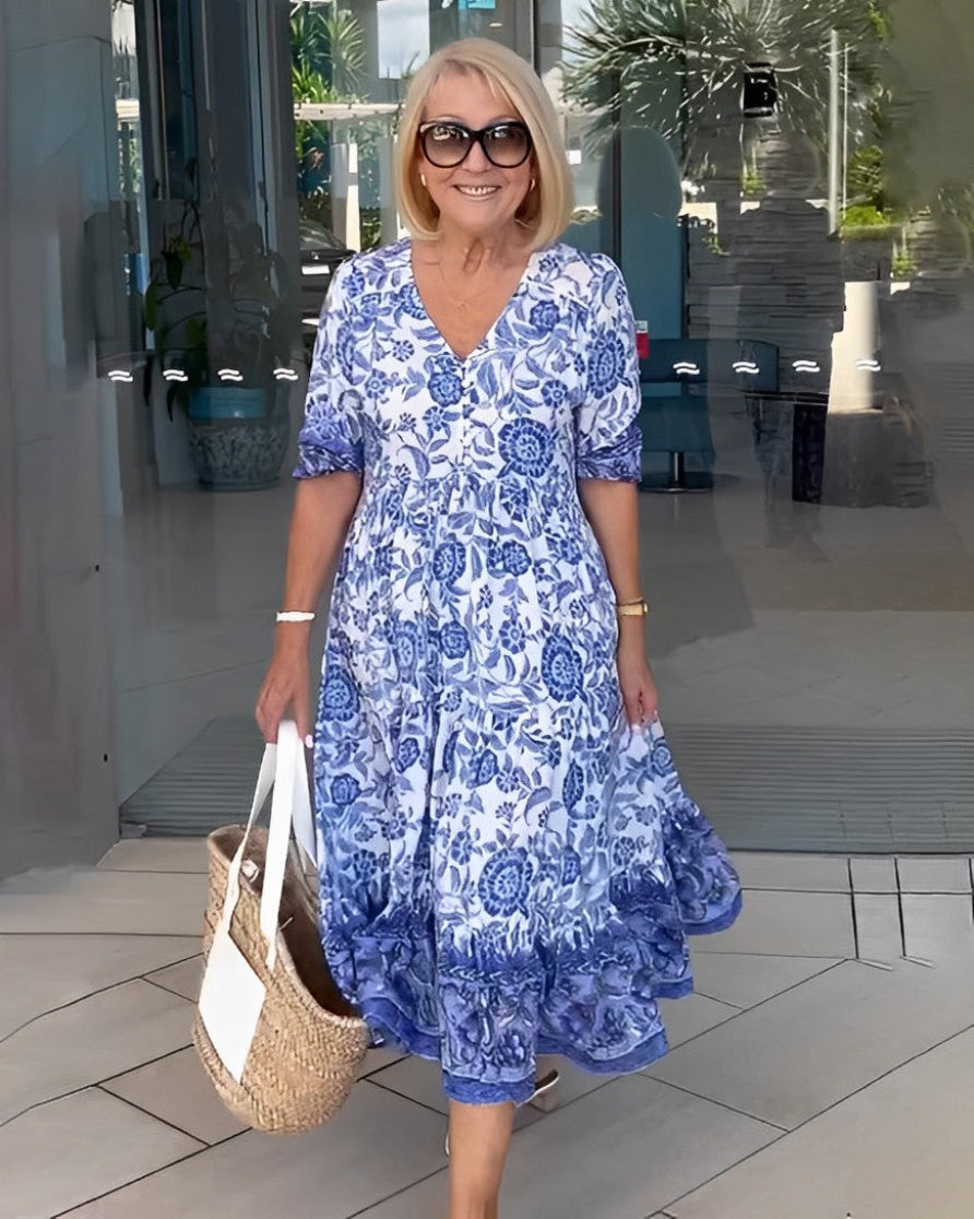 Keisha | Graceful V-Neck Floral Maxi Dress