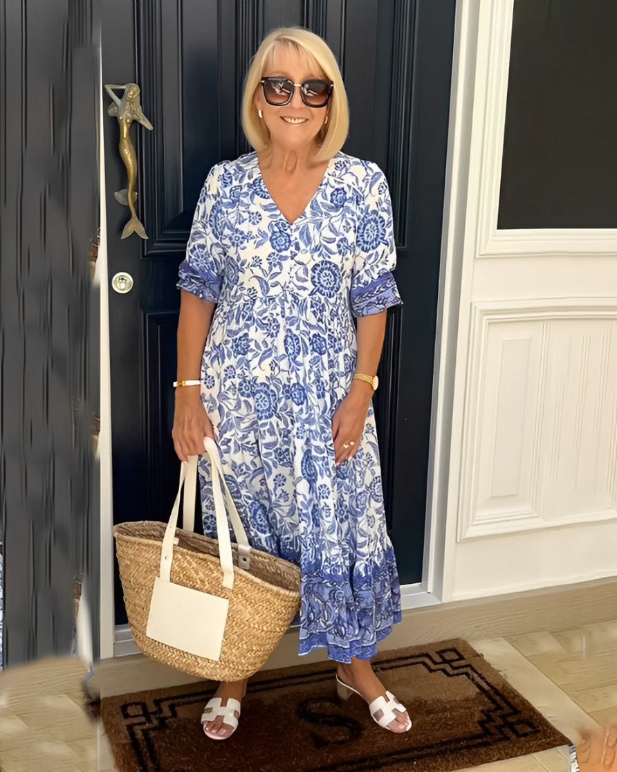 Keisha | Graceful V-Neck Floral Maxi Dress