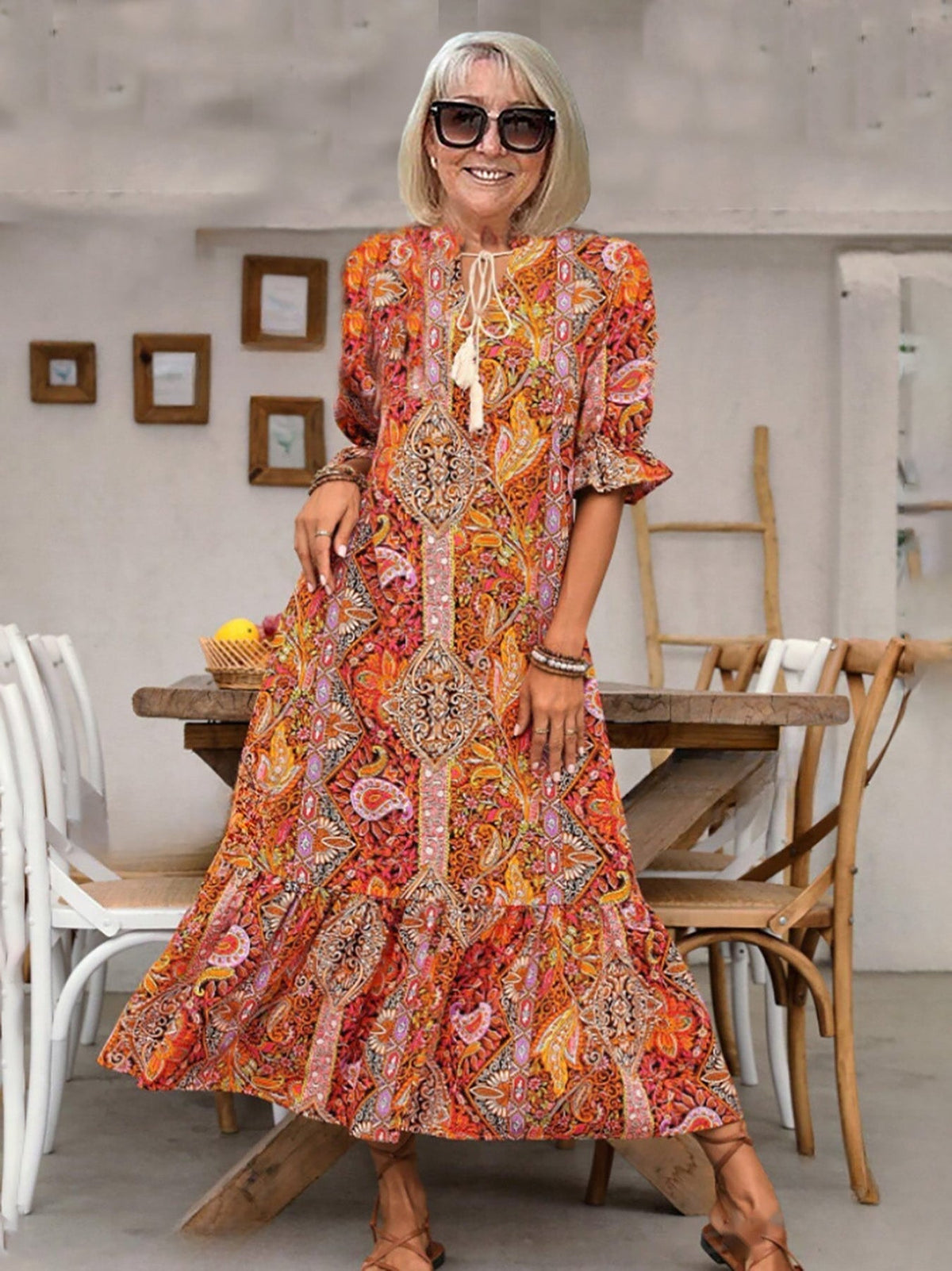 Gene | Boho Grace Midi Dress