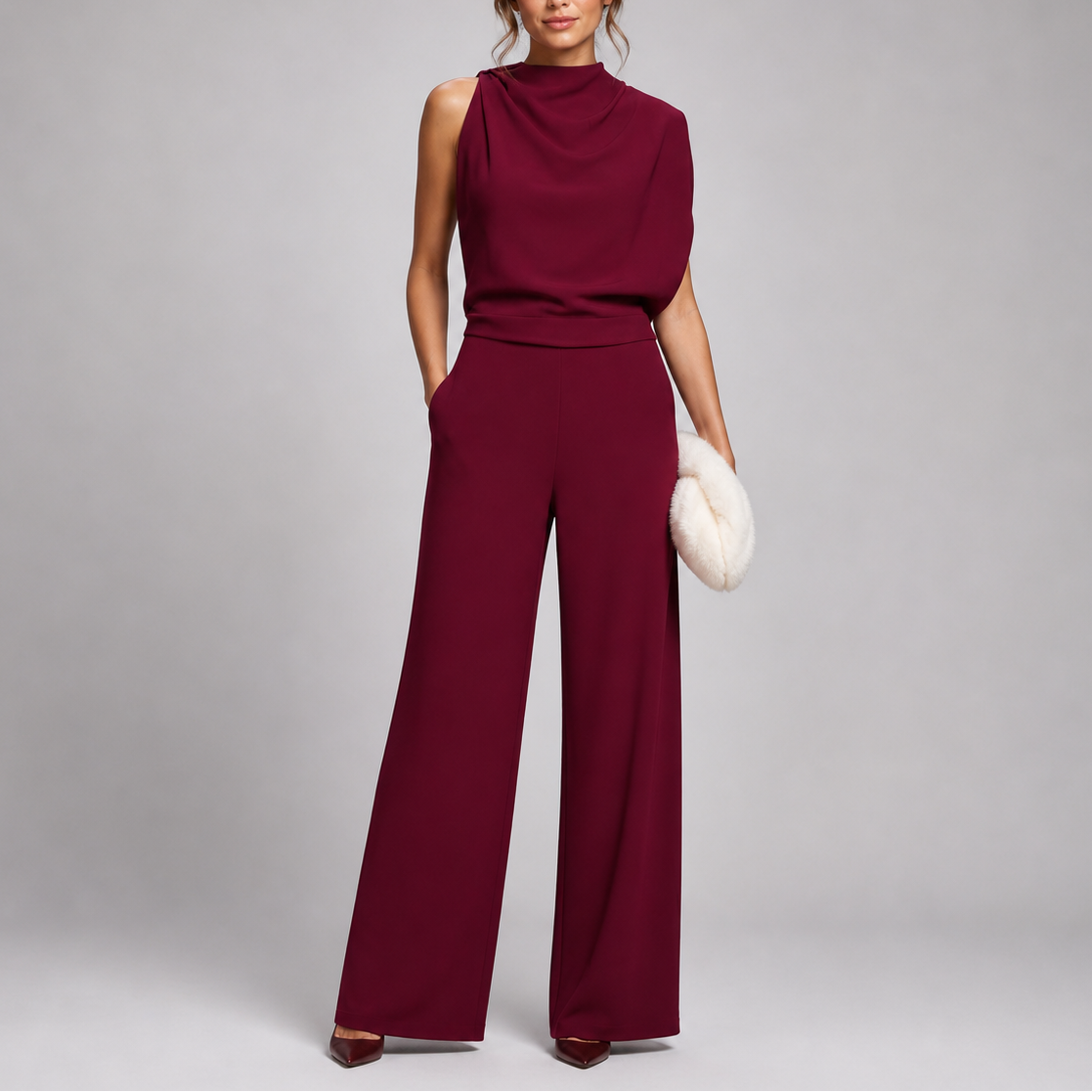 Women’s Jumpsuit with Sleeveless Upper and Wide-Leg Design