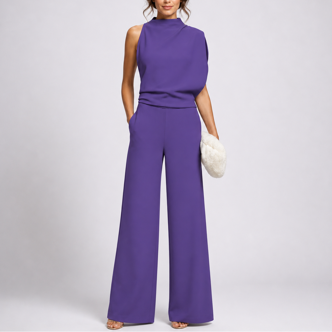 Women’s Jumpsuit with Sleeveless Upper and Wide-Leg Design